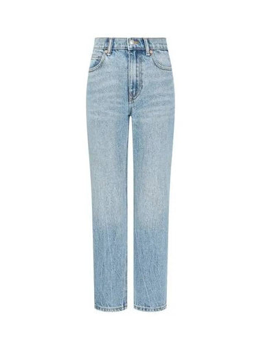 Logo Patch High Rise Stovepipe Jeans Indigo - ALEXANDER WANG - BALAAN 1