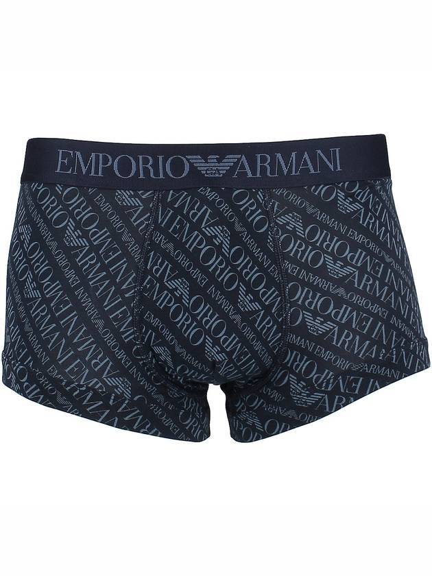 All Over Logo Elastic Band Cotton Trunk Briefs Navy - EMPORIO ARMANI - BALAAN 1