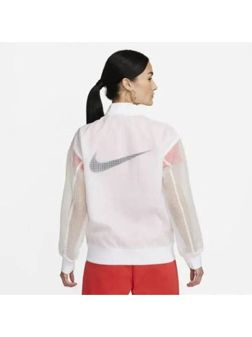 Essential Women's Woven Varsity Bomber Jacket DV7973-100 - White Black - NIKE - BALAAN 1