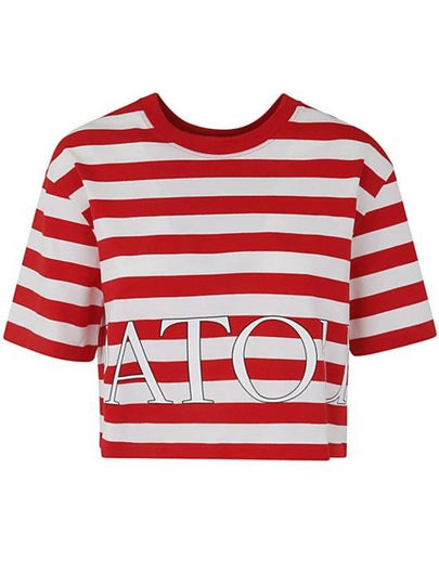 Organic Cotton Boxy Stripe Short Sleeve T-Shirt Red White - PATOU - BALAAN 2