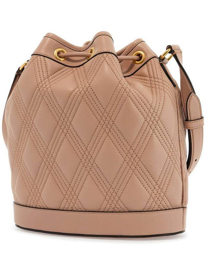 quilted pink leather bucket crossbody bag with golden details - VALENTINO - BALAAN 2