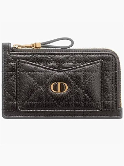 Caro Cosmos Zipper Supple Cannage Calfskin Card Wallet Black - DIOR - BALAAN 2