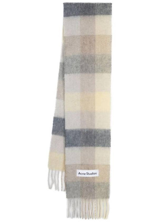 Check Mohair Muffler Vanilla Beige Lavender - ACNE STUDIOS - BALAAN 1