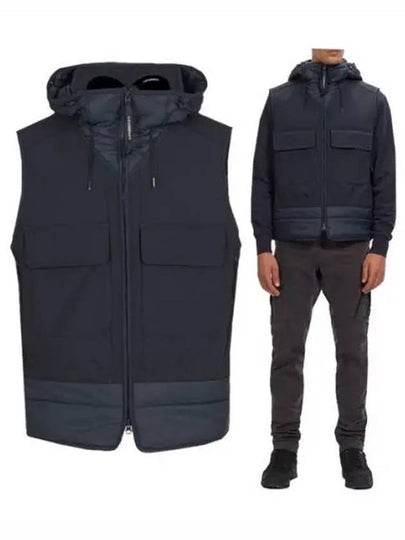 Men's Goggles Hoodie Padded Vest Navy - CP COMPANY - BALAAN 2