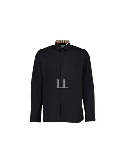 Embroidered EKD Stretch Cotton Long Sleeve Shirt Black - BURBERRY - BALAAN 2