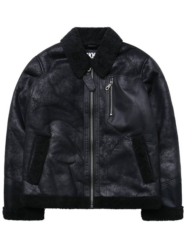 Men's Shearling Mustang Leather Jacket - DKNY - BALAAN 1