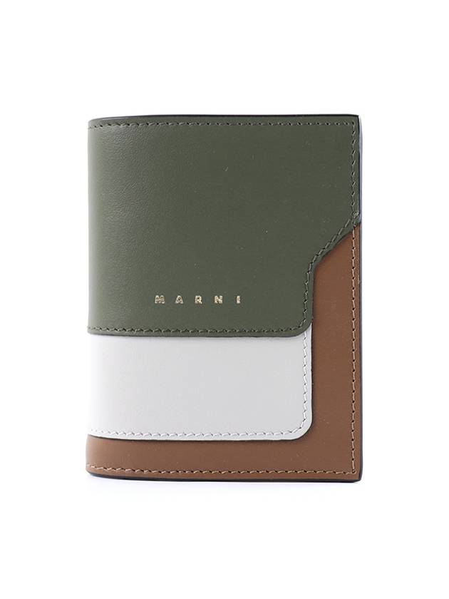 Logo Saffiano Leather Bifold Half Wallet Green - MARNI - BALAAN 2