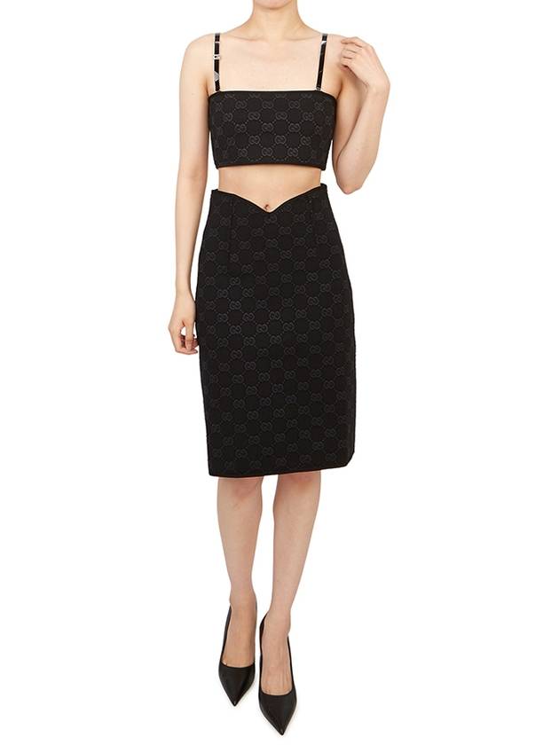 Women's GG Crepe Viscose Pencil Skirt Black - GUCCI - BALAAN 6