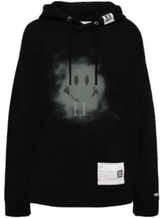 24 A12HD672 Black Smiley Face Print Hoodie - MIHARA YASUHIRO - BALAAN 1