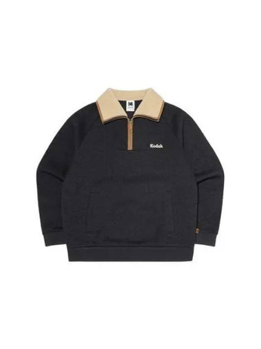 KODAK Apparel Brownie semi overfit light warm brushed half zip up sweatshirt CHARCOAL - KODO - BALAAN 1