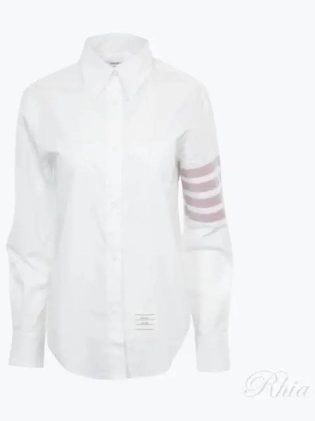 4 Bar Striped Cotton Long Sleeve Shirt White - THOM BROWNE - BALAAN 2