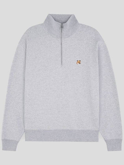 Fox Head Patch Half Zipper Sweatshirt Light Grey Melange - MAISON KITSUNE - BALAAN 2