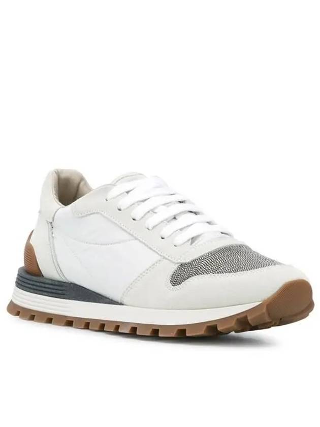 Suede Techno Fabric Runner Low Top Sneakers White - BRUNELLO CUCINELLI - BALAAN.