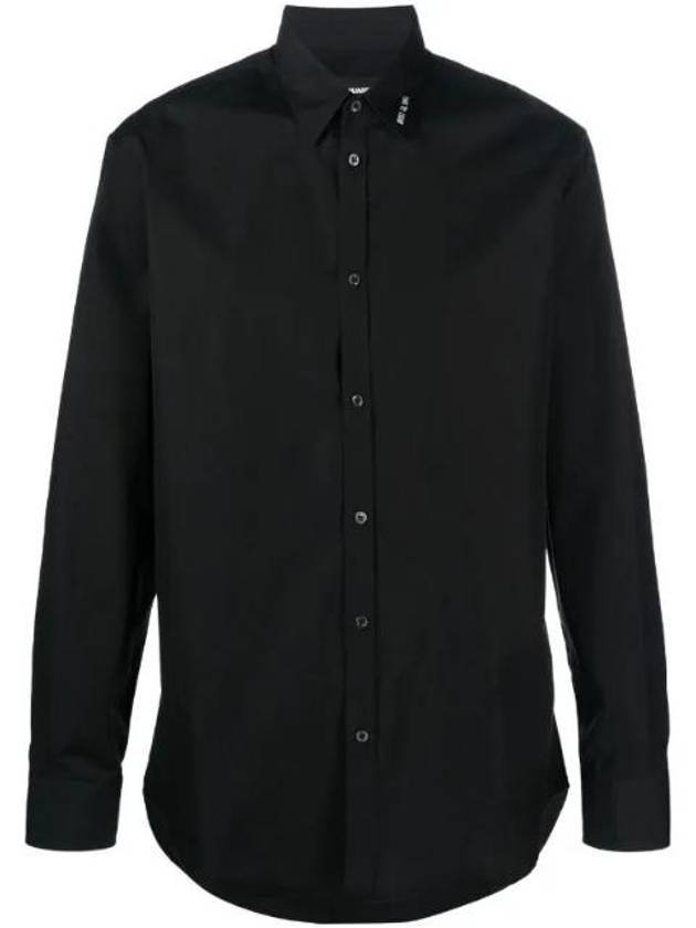 Relaxed Dan Embroidered Logo Long Sleeve Shirt Black - DSQUARED2 - BALAAN 1