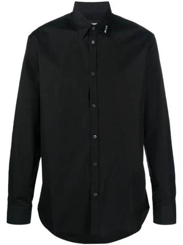 Relaxed Dan Embroidered Logo Long Sleeve Shirt Black - DSQUARED2 - BALAAN 1