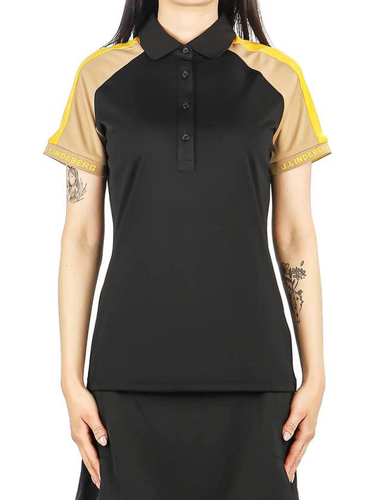 Women's Perinne Polo Short Sleeve T-Shirt Black - J.LINDEBERG - BALAAN 2