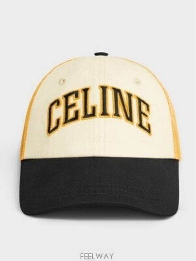 Mesh Logo Cotton Ball Cap Vanilla Yellow Black - CELINE - BALAAN 3