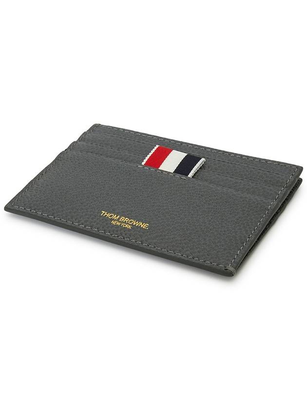 Pebble Grain Leather Stripe Note Compartment Card Wallet Dark Grey - THOM BROWNE - BALAAN 4