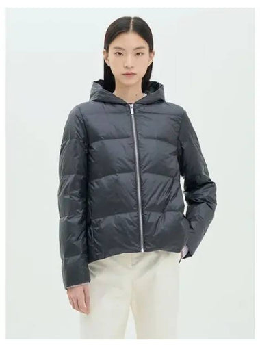 Women s polished nylon hooded A line jacket puffer padded charcoal domestic product GM0024093015906 - THEORY - BALAAN 1