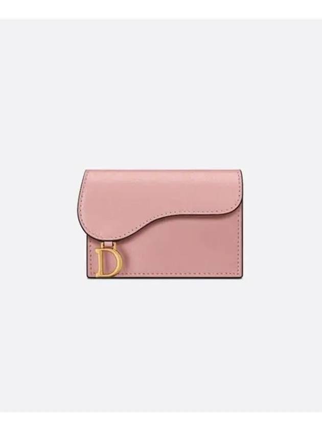 Saddle Bloom Goatskin Flap Card Wallet Antique Pink - DIOR - BALAAN 2