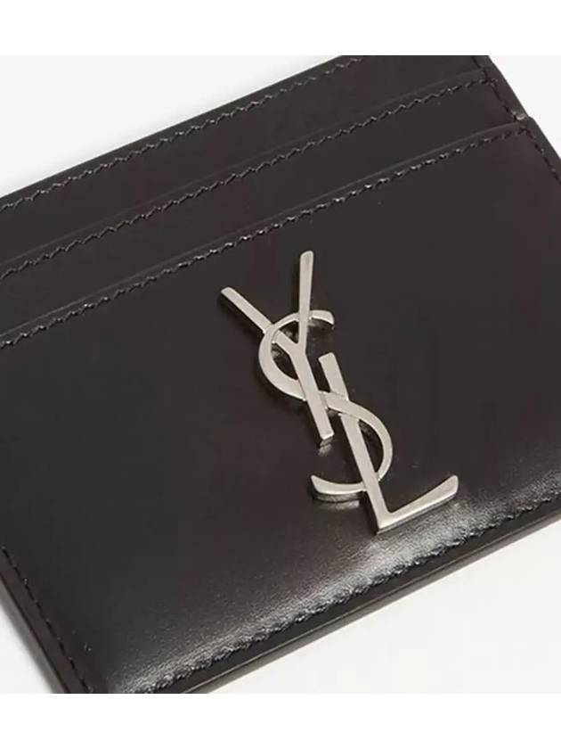 Monogram Card Case in Smooth Leather Black - SAINT LAURENT - BALAAN 4