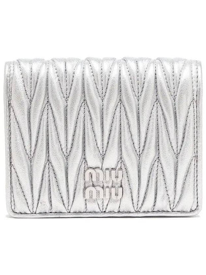 Matelasse Small Napa Leather Half Wallet Silver - MIU MIU - BALAAN 2