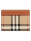 Check Print Leather Card Holder Beige - BURBERRY - BALAAN 4