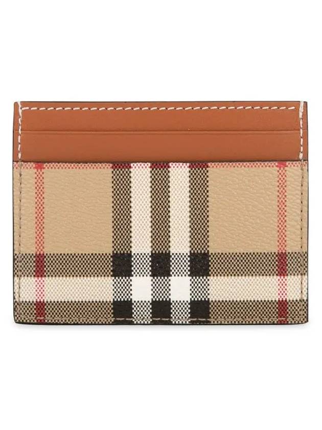 Check Print Leather Card Holder Beige - BURBERRY - BALAAN 4