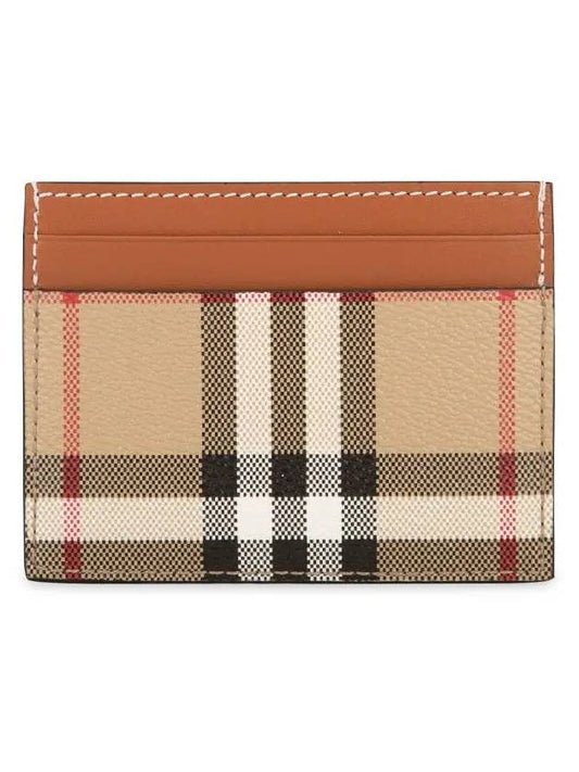 Check Print Leather Card Holder Beige - BURBERRY - BALAAN 2