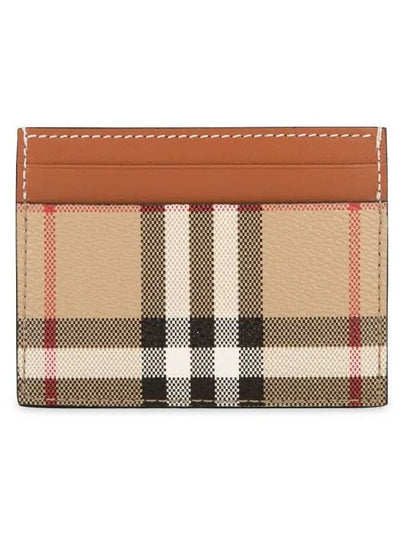 Check Print Leather Card Holder Beige - BURBERRY - BALAAN 2