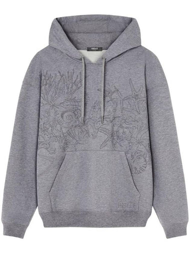 Barocco Ocean Hoodie Grey - VERSACE - BALAAN 1