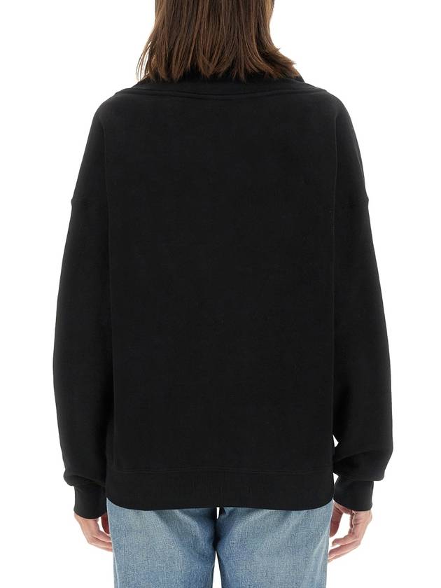 V-Neck Drop Shoulder Sweatshirt Black - SAINT LAURENT - BALAAN 4