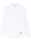 Logo Embroidered Long Sleeve Shirt White - MAISON KITSUNE - BALAAN 1