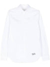 Embroidered Logo Long Sleeve Shirt White - MAISON KITSUNE - BALAAN 1