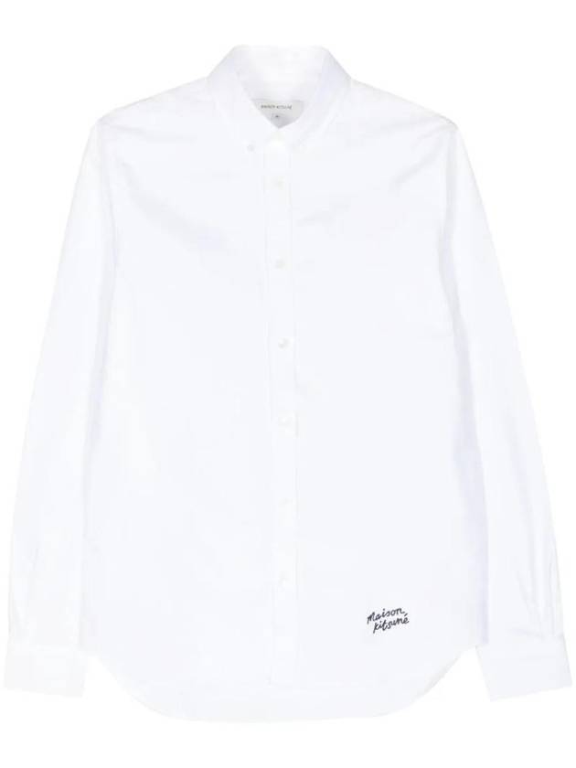 Embroidered Logo Long Sleeve Shirt White - MAISON KITSUNE - BALAAN 1