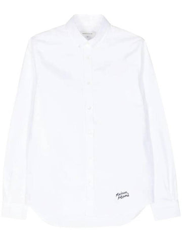 Embroidered Logo Long Sleeve Shirt White - MAISON KITSUNE - BALAAN 1