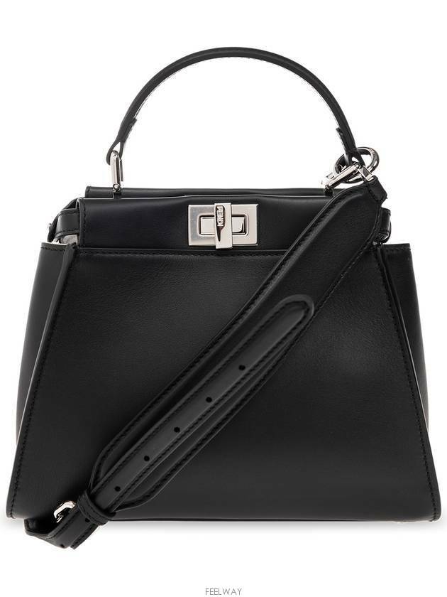 Peekaboo Mini Leather Tote Bag Black - FENDI - BALAAN 2