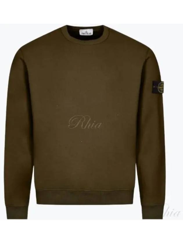 Brushed Cotton Fleece Garment Dyed Crewneck Sweatshirt Olive Green - STONE ISLAND - BALAAN 2