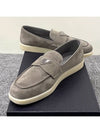 Triangle Logo Suede Loafers Grey - PRADA - BALAAN 4