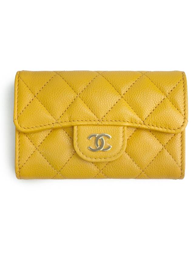 Classic Gold Hardware Grained Calfskin Card Wallet Yellow - CHANEL - BALAAN 3