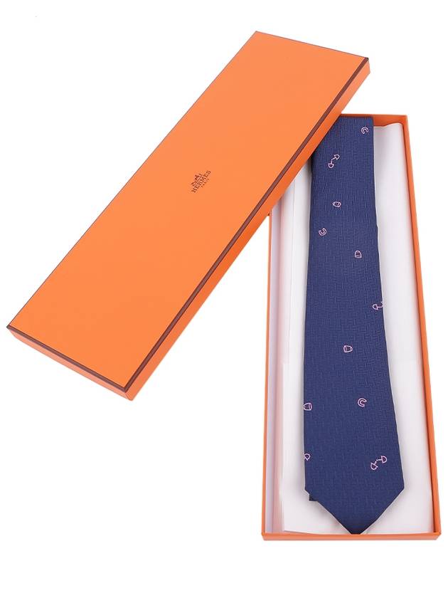 Pluie Equestre Tie Navy - HERMES - BALAAN 3