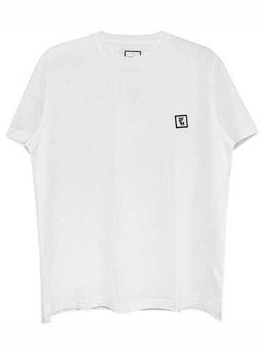 W233TS07701W WYM Patch Black Back Logo Cotton Round Short Sleeve TShirt White Men's TShirt TR - WOOYOUNGMI - BALAAN 1