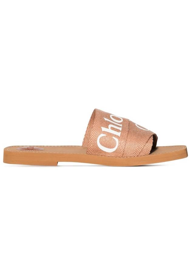 Logo Woody Flat Mule Slippers Pink - CHLOE - BALAAN.