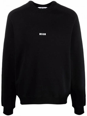 Micro Logo Print Cotton Sweatshirt Black - MSGM - BALAAN 1