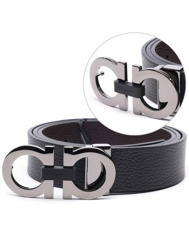 Reversible Gancini Belt Black Hickory - SALVATORE FERRAGAMO - BALAAN 2