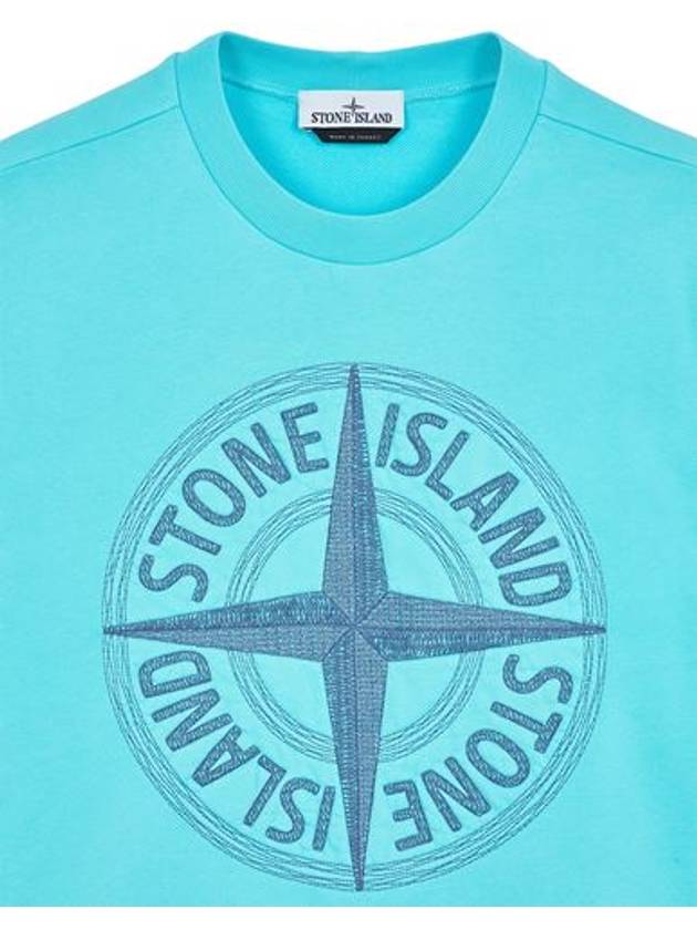 Garment Dying Compass Embroidery Logo Sweatshirt Blue - STONE ISLAND - BALAAN 4