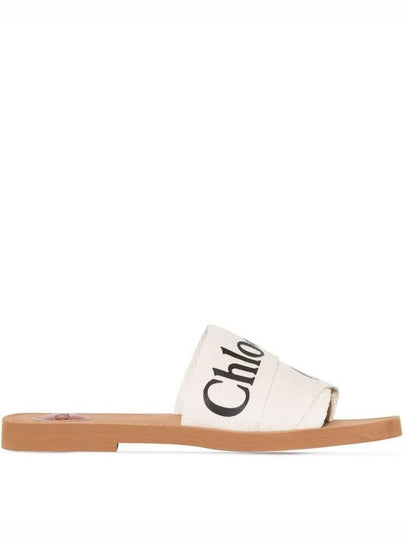 Woody Logo Flat Mule Slippers White - CHLOE - BALAAN 2