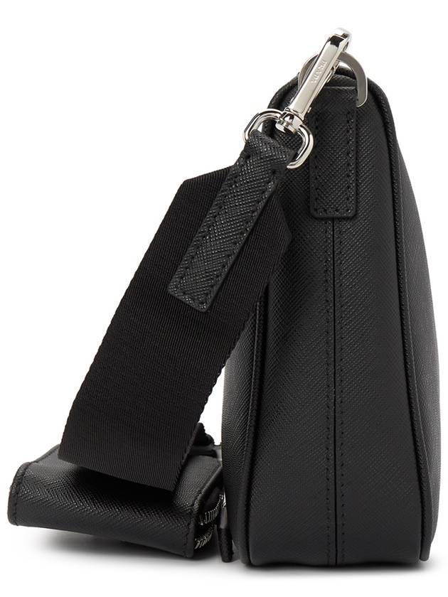 Triangle Logo Saffiano Leather Cross Bag Black - PRADA - BALAAN 4