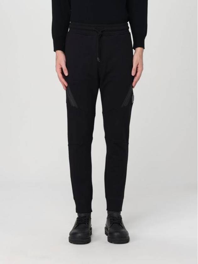 Diagonal Raised Fleece Cargo Track Pants Black - CP COMPANY - BALAAN 1