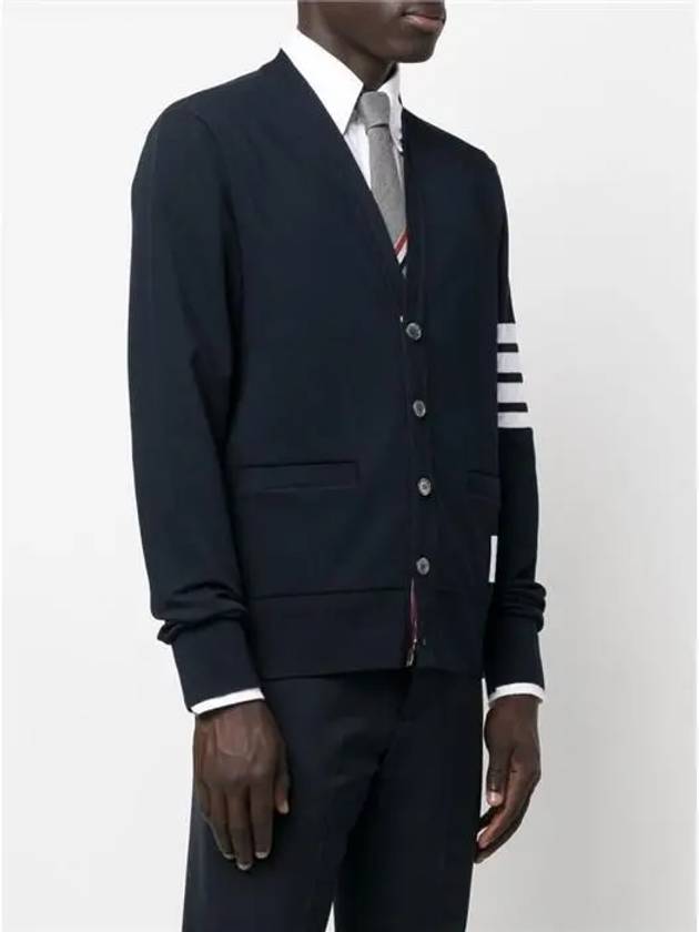 V-Neck 4 Bar Cardigan Navy - THOM BROWNE - BALAAN 4